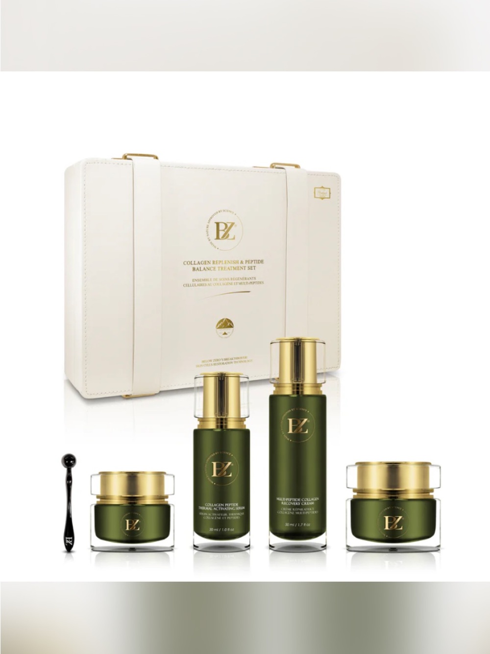 EZ Collagen Replenish & Peptide Balance Moisturizer Set — Green & Gold
